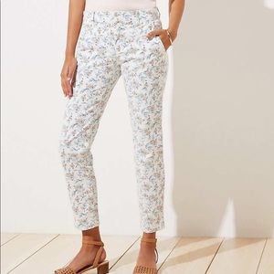 LOFT White Floral Chino Pants